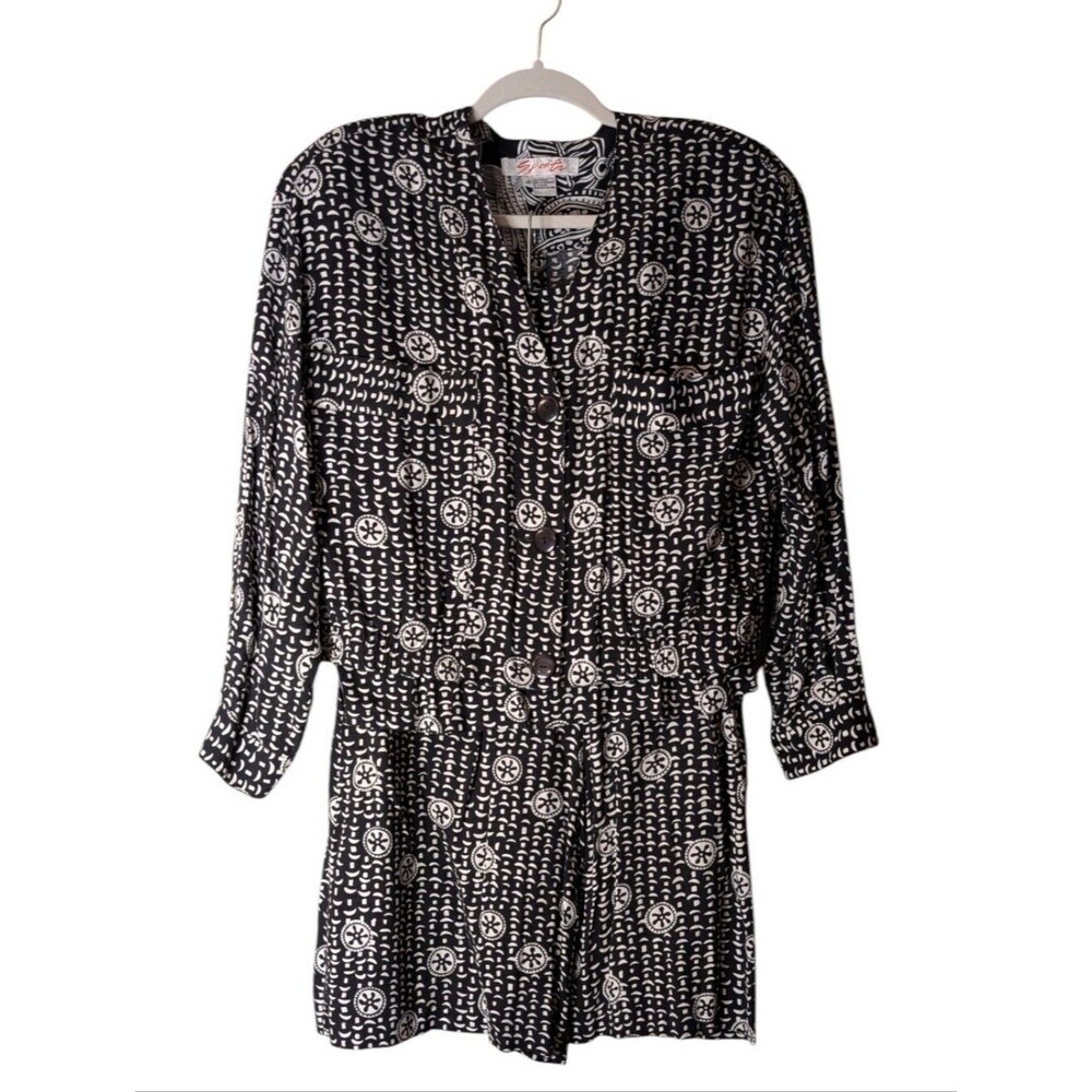 Vtg Sport Black & White Patterned 3-Piece Matching Set Size Medium 90s cropped